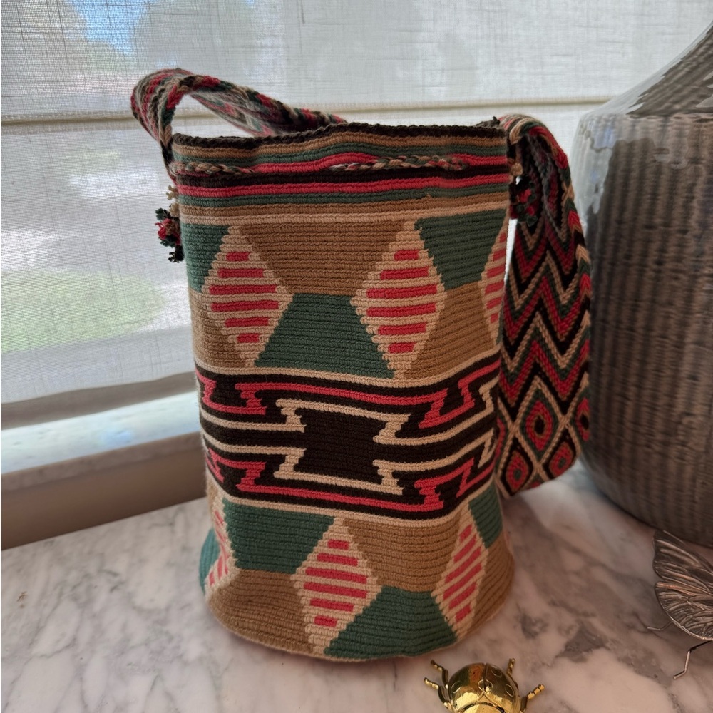 Handcrafted Geometric Patterned Bag - Multicolor - image 3